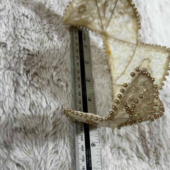 Vintage Bridal Lace Crown Tiara Gold Beaded Heart & Sequin Wedding Headpiece main image 8